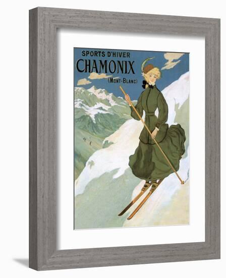 Retro Skiing Poster-null-Framed Art Print