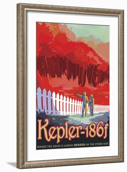 Retro Space Poster of Kepler-186F-null-Framed Art Print