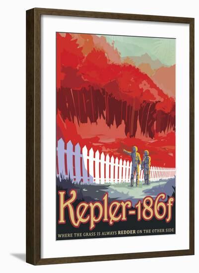 Retro Space Poster of Kepler-186F-null-Framed Art Print