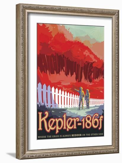 Retro Space Poster of Kepler-186F-null-Framed Art Print