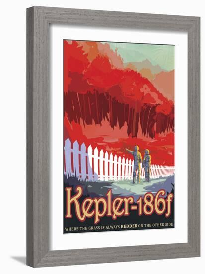 Retro Space Poster of Kepler-186F-null-Framed Art Print