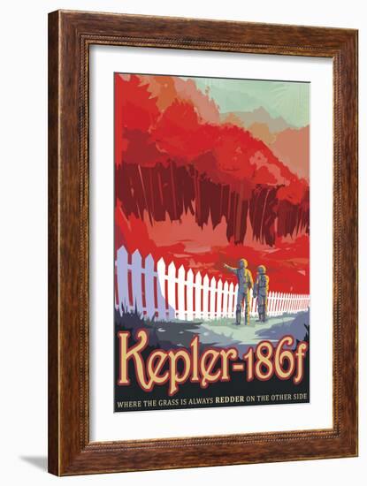 Retro Space Poster of Kepler-186F-null-Framed Art Print