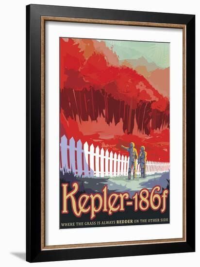 Retro Space Poster of Kepler-186F-null-Framed Art Print