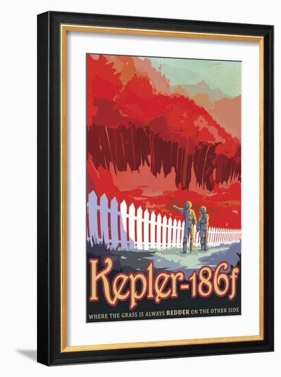 Retro Space Poster of Kepler-186F-null-Framed Art Print