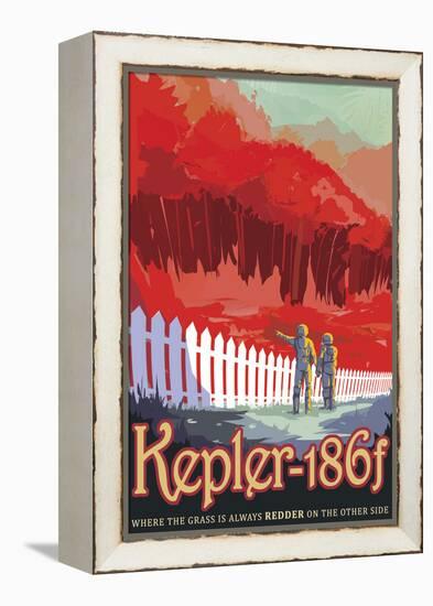 Retro Space Poster of Kepler-186F-null-Framed Stretched Canvas