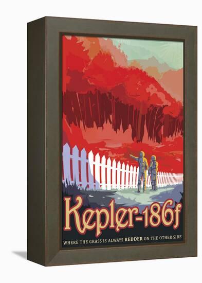 Retro Space Poster of Kepler-186F-null-Framed Stretched Canvas