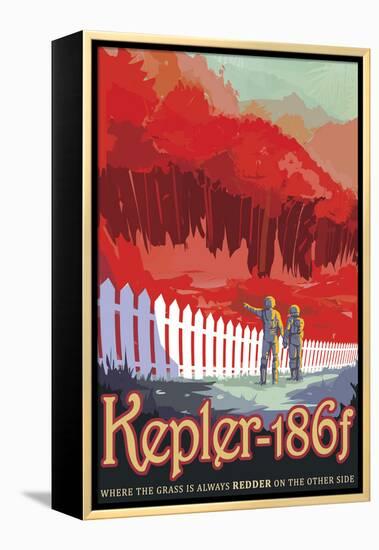 Retro Space Poster of Kepler-186F-null-Framed Stretched Canvas