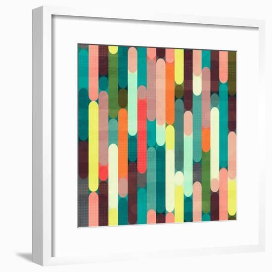 Retro Stripe Seamless Pattern with Grunge Effect-gudinny-Framed Premium Giclee Print