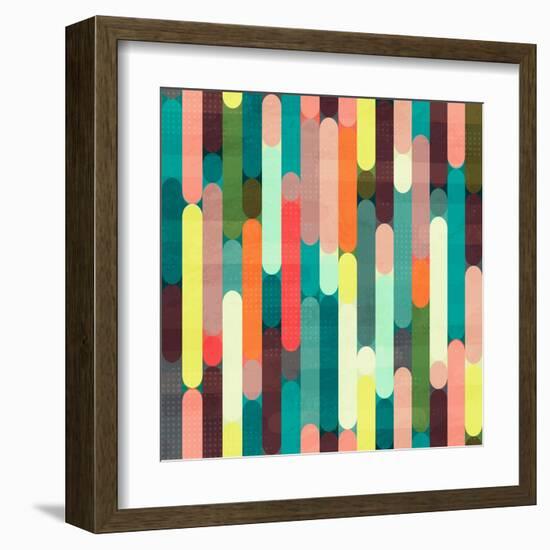 Retro Stripe Seamless Pattern with Grunge Effect-gudinny-Framed Art Print