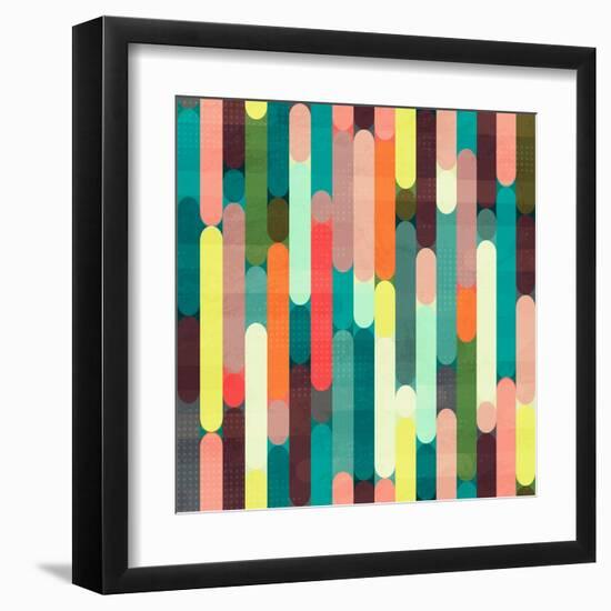 Retro Stripe Seamless Pattern with Grunge Effect-gudinny-Framed Art Print