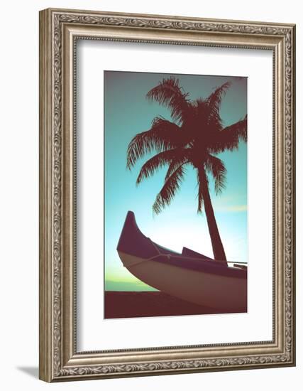 Retro Style Canoe and Palm Tree-Mr Doomits-Framed Photographic Print