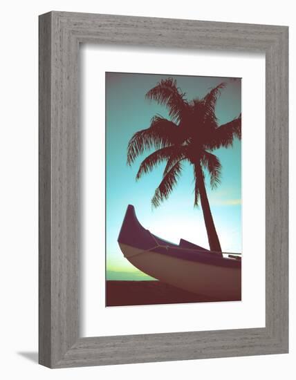 Retro Style Canoe and Palm Tree-Mr Doomits-Framed Photographic Print