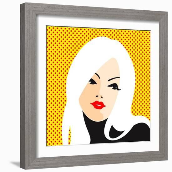 Retro Style Portrait of a Young Blonde Woman-Alena Kozlova-Framed Art Print