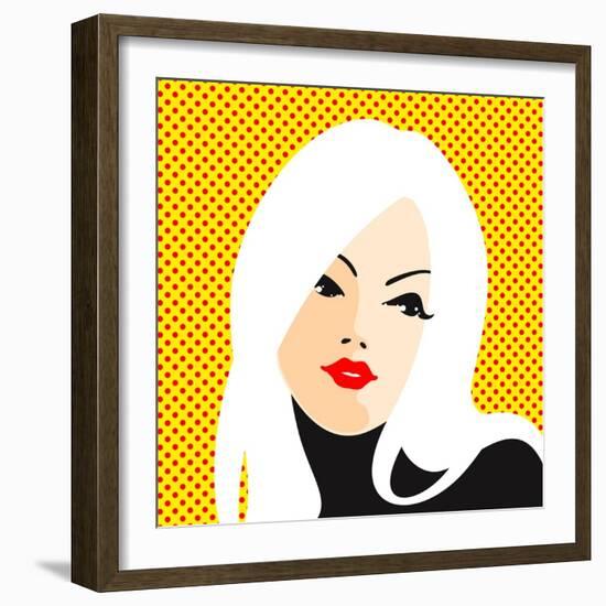 Retro Style Portrait of a Young Blonde Woman-Alena Kozlova-Framed Art Print