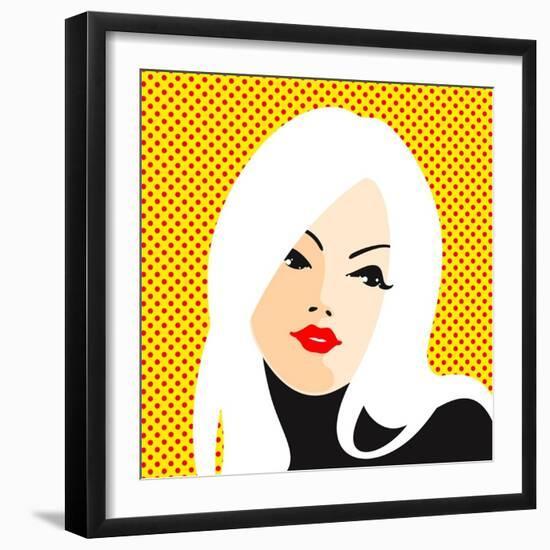 Retro Style Portrait of a Young Blonde Woman-Alena Kozlova-Framed Premium Giclee Print