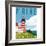 Retro Style Travel Poster or Sticker. United States, Maine Lighthouse.-TeddyandMia-Framed Art Print