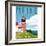 Retro Style Travel Poster or Sticker. United States, Maine Lighthouse.-TeddyandMia-Framed Art Print