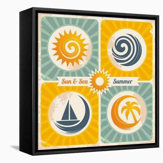 Retro Summer Holiday Poster-Lukeruk-Framed Stretched Canvas