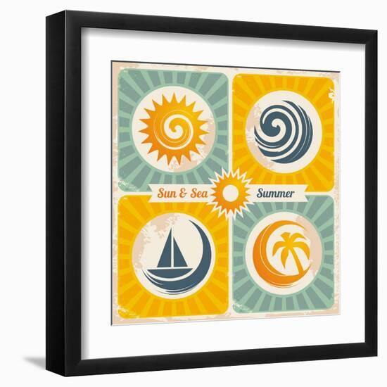 Retro Summer Holiday Poster-Lukeruk-Framed Art Print