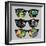 Retro Sunglasses with Monsters Reflection.-panova-Framed Art Print