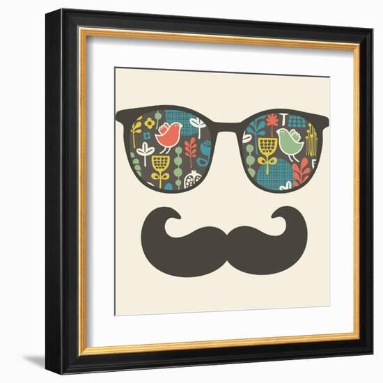 Retro Sunglasses With Reflection For Hipster-panova-Framed Art Print