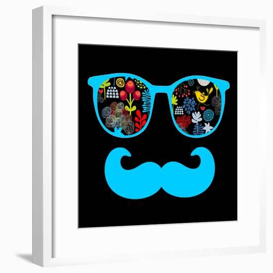 Retro Sunglasses with Reflection for Hipster.-panova-Framed Premium Giclee Print
