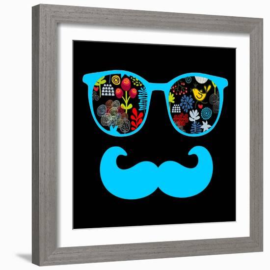 Retro Sunglasses with Reflection for Hipster.-panova-Framed Art Print