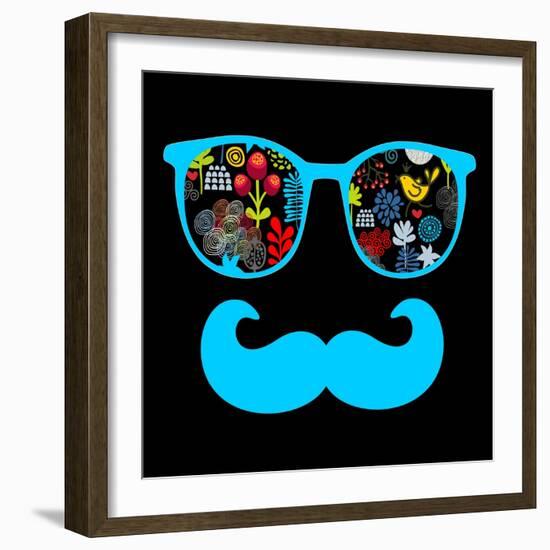 Retro Sunglasses with Reflection for Hipster.-panova-Framed Art Print