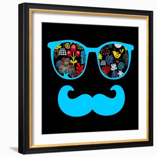 Retro Sunglasses with Reflection for Hipster.-panova-Framed Art Print