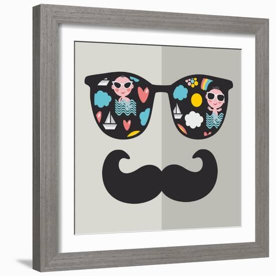 Retro Sunglasses with Reflection for Hipster.-panova-Framed Art Print