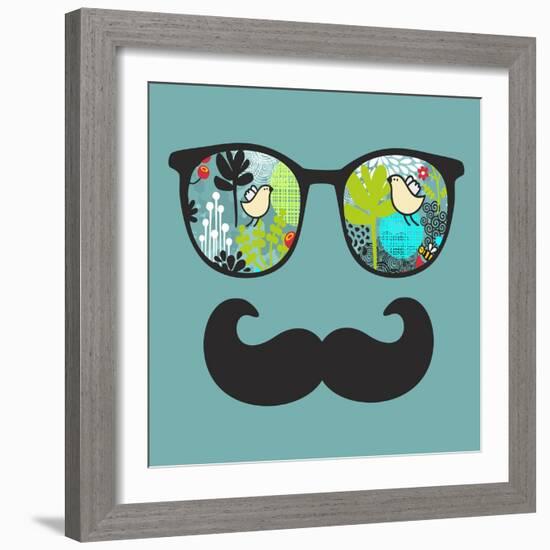 Retro Sunglasses with Reflection for Hipster.-panova-Framed Art Print