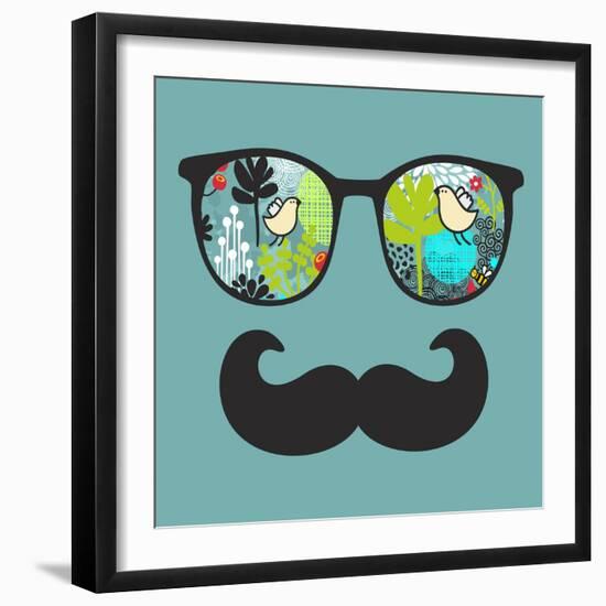 Retro Sunglasses with Reflection for Hipster.-panova-Framed Art Print