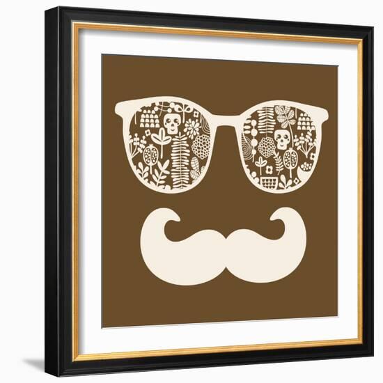 Retro Sunglasses with Reflection for Hipster.-panova-Framed Art Print