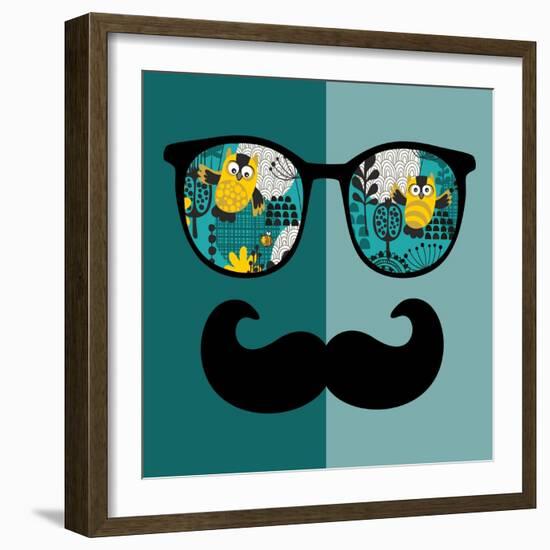 Retro Sunglasses with Reflection for Hipster.-panova-Framed Art Print