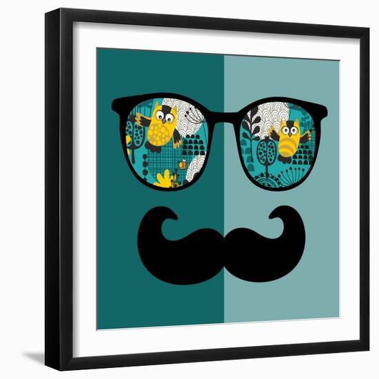 Retro Sunglasses with Reflection for Hipster.-panova-Framed Art Print