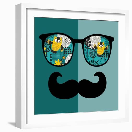 Retro Sunglasses with Reflection for Hipster.-panova-Framed Art Print