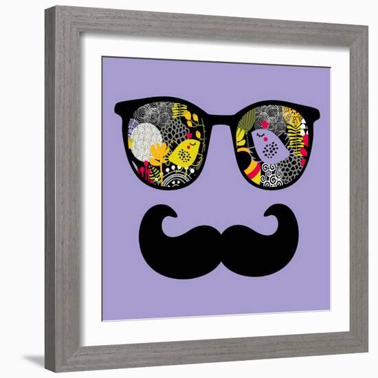 Retro Sunglasses with Reflection for Hipster.-panova-Framed Art Print