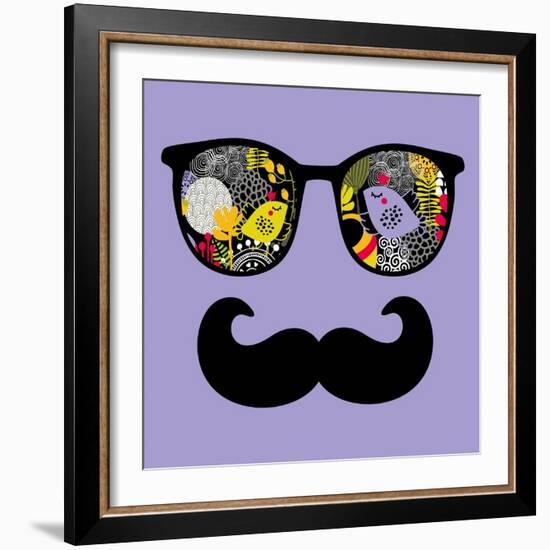 Retro Sunglasses with Reflection for Hipster.-panova-Framed Art Print