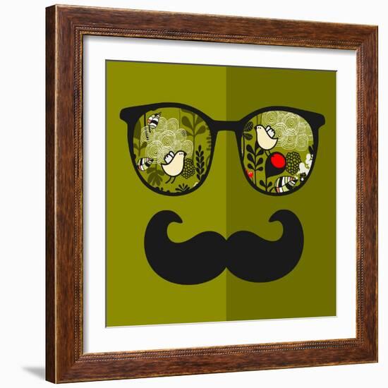 Retro Sunglasses with Reflection for Hipster.-panova-Framed Art Print