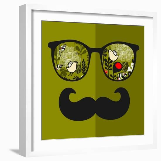 Retro Sunglasses with Reflection for Hipster.-panova-Framed Art Print