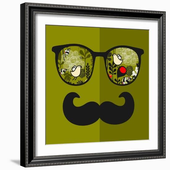 Retro Sunglasses with Reflection for Hipster.-panova-Framed Art Print