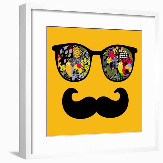 Retro Sunglasses with Reflection for Hipster.-panova-Framed Premium Giclee Print