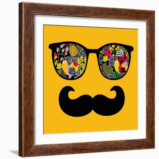 Retro Sunglasses with Reflection for Hipster.-panova-Framed Art Print