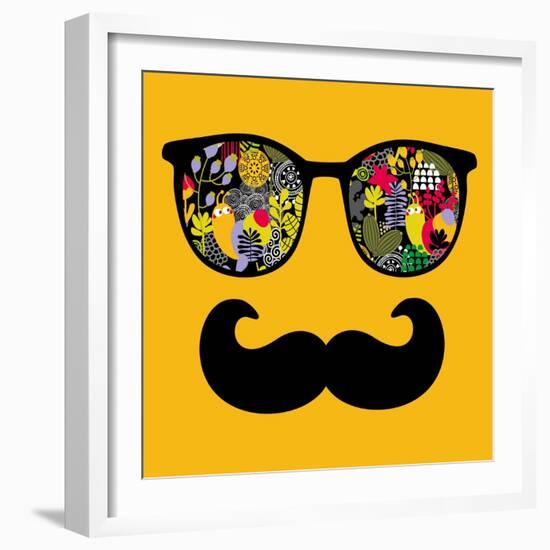 Retro Sunglasses with Reflection for Hipster.-panova-Framed Art Print