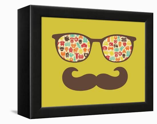 Retro Sunglasses With Reflection For Hipster-panova-Framed Stretched Canvas