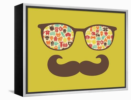 Retro Sunglasses With Reflection For Hipster-panova-Framed Stretched Canvas