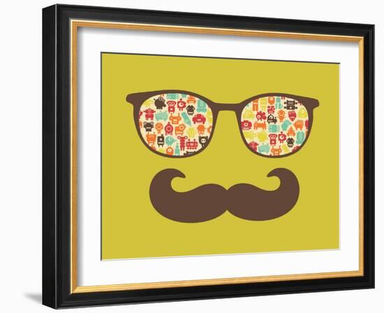 Retro Sunglasses With Reflection For Hipster-panova-Framed Art Print