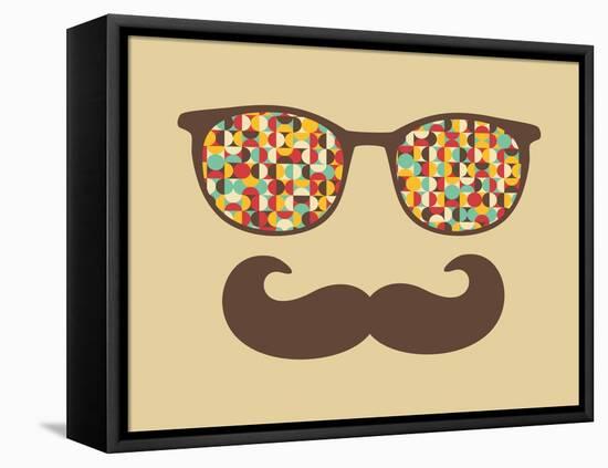 Retro Sunglasses With Reflection For Hipster-panova-Framed Stretched Canvas