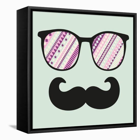 Retro Sunglasses With Reflection For Hipster-panova-Framed Stretched Canvas