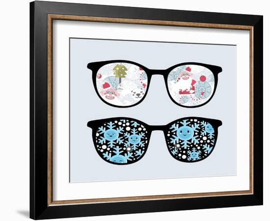 Retro Sunglasses with Winter Reflection in It.-panova-Framed Art Print